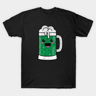 Kawaii Distressed Green Beer T-Shirt